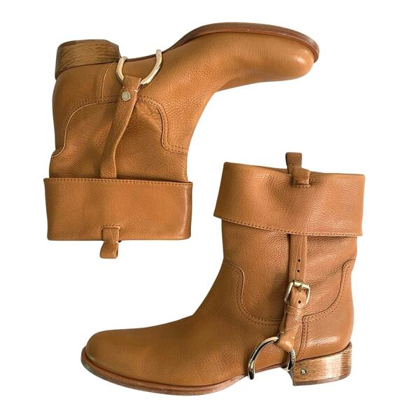 NWT CELINE Boho Equestrian Leather Buckle Boots MADE IN ITALY  SIZE 10 - Picture 7 of 16
